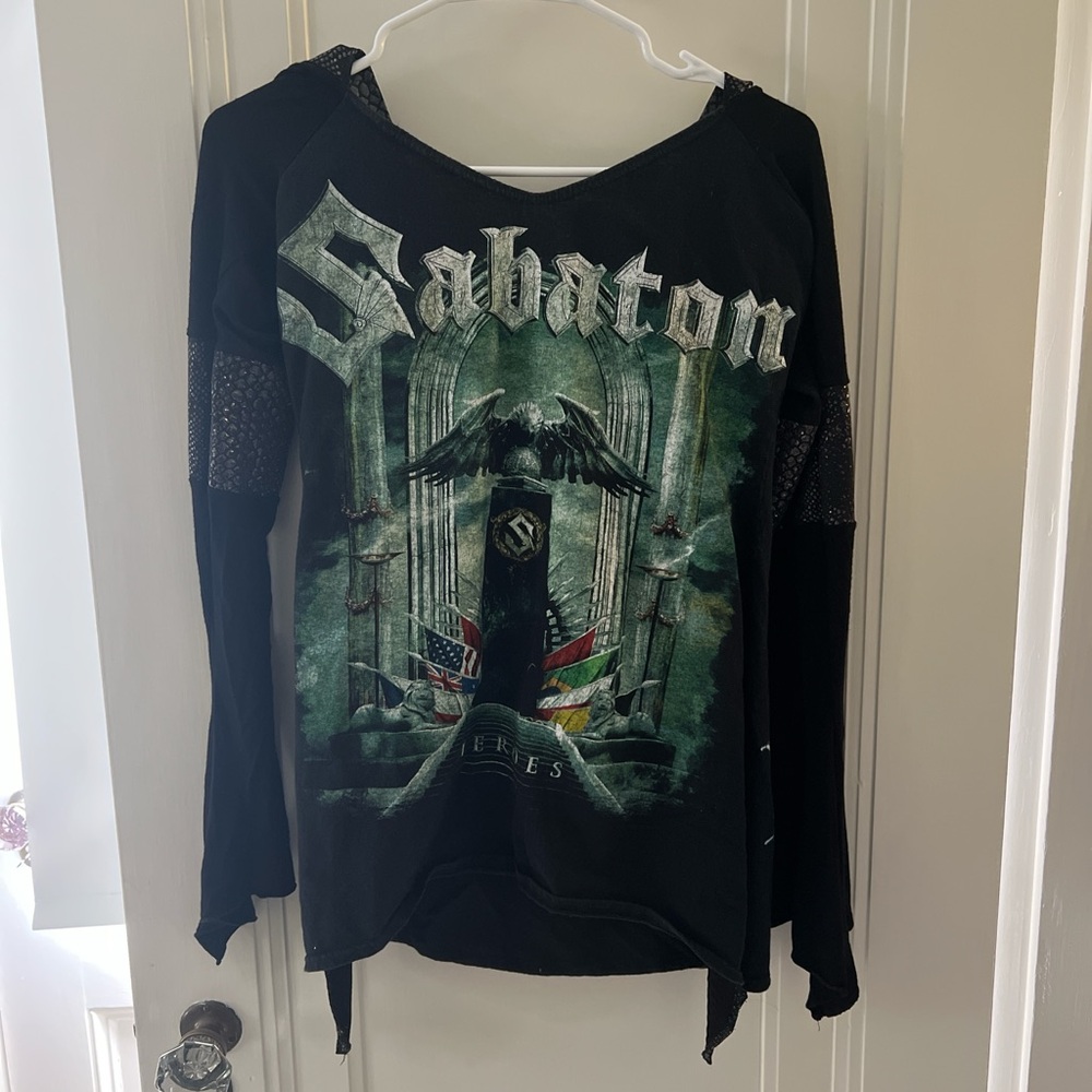 Sabaton To Hell and Back altered long sleeve hooded top women’s size L
